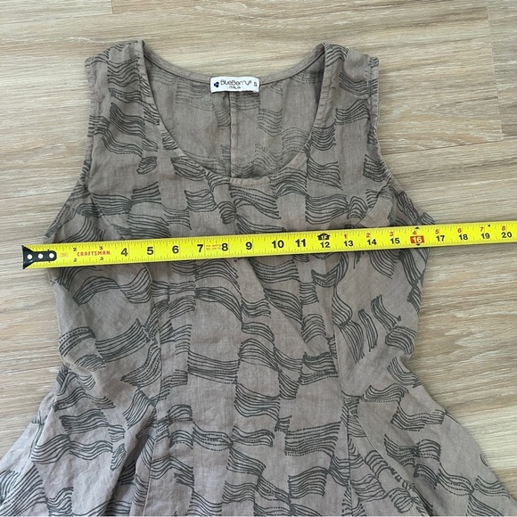 Blueberry Italia Sleeveless Linen Gray Patterned dress with pockets Small - Picture 6 of 7